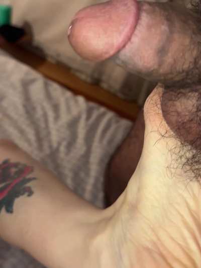 stepping on his balls makes his dick leak