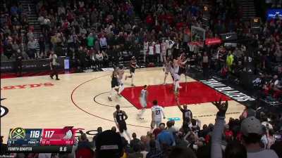 [Highlight] Damian Lillard puts the Blazers up 2 with 8.8 seconds left and points to his wrist after the crazy triple