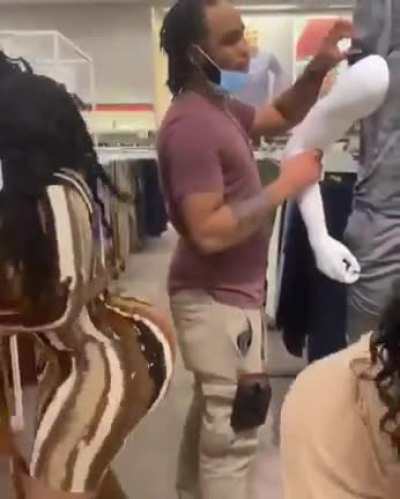 Twerking on unsuspecting store employee
