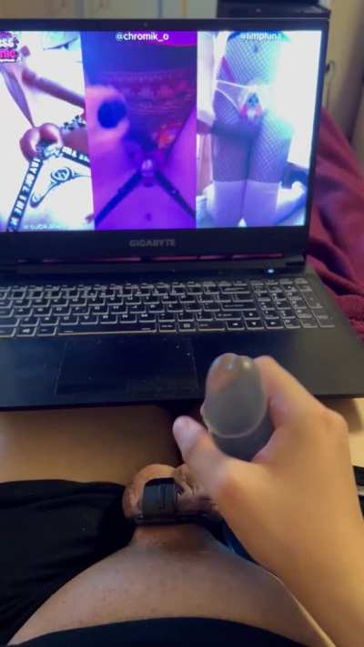 My keyholder tasked me with stroking my dildo next to my cage. It felt sooo good to finally stroke something above 3&rdquo;