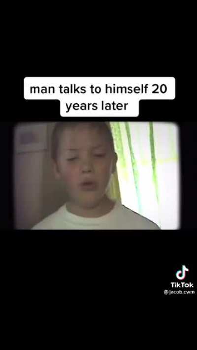 Talking to his younger self.