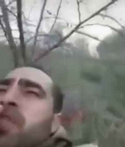 He says : "These f** transmit our coordinates from below (behind)". The source claims that AZ soldier is referring to Iran. they passed the coordinates to the Armenians. Direction of Jabrayil - Zangilan