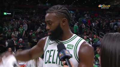 [Highlight] Jaylen Brown casually drops an F-bomb mid interview at halftime on NBC Sports Boston