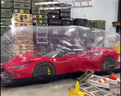 Ferrari inflatable cover stronger than you&rsquo;d think.