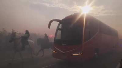 Crazy scenes outside Wanda Metropolitano as Atl&eacute;tico supporters welcome the team bus