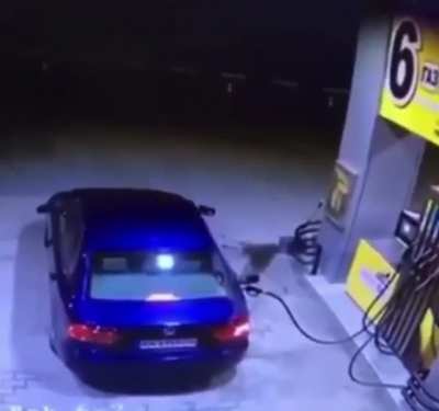 In the USA Fuel Pump hoses are made to breakaway before this happens.