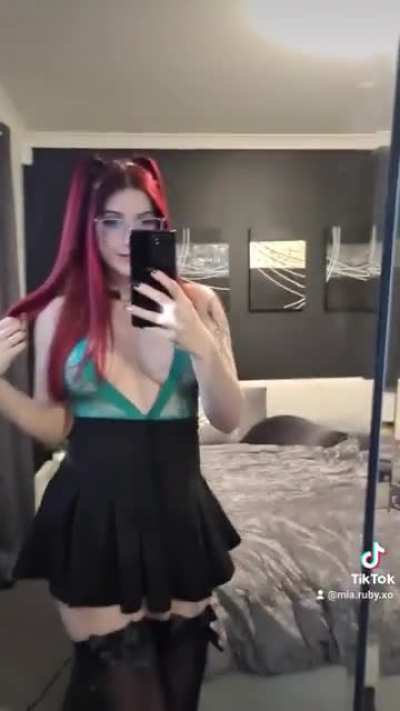 Little black skirt and thigh highs 🥵🥵