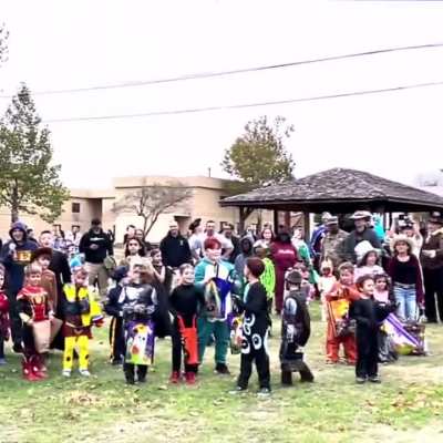 US Army personnel at Fort Sill launched Halloween candy to kids using a M142 HIMARS rocket system