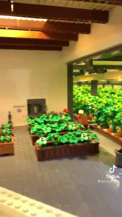 Lego buildings inside a wall