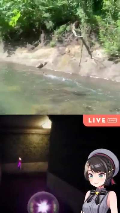 subaru playing horrer game carm&rarr;panic (Live-action version)