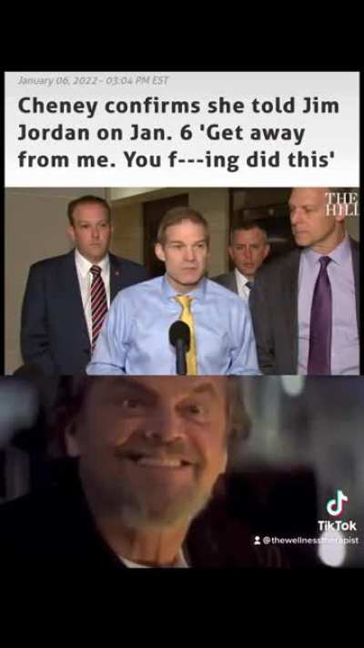Can we get footage of Jim Jordan&rsquo;s goober face when Cheney cussed him out?