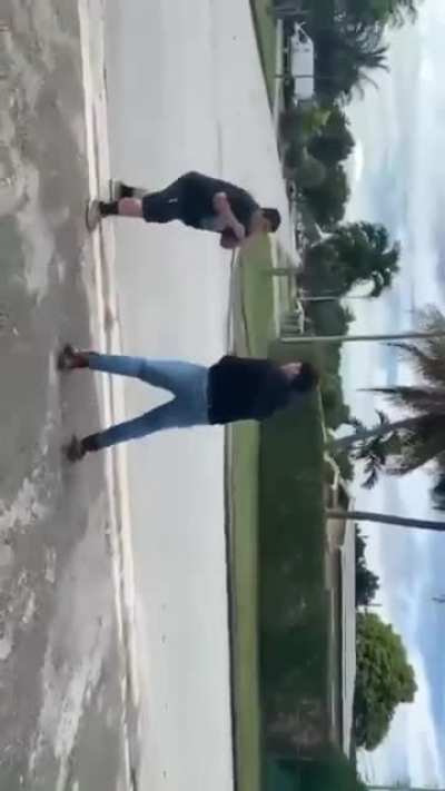 fat kid fights a kid for talking shi and threatening him on Instagram