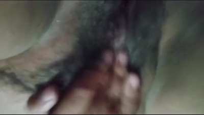 Rubbing my hairy wet pussy