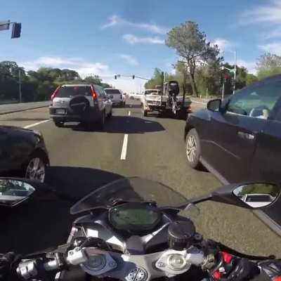 When you&rsquo;re lane splitting and the light turns green at the perfect moment, what could be better?
