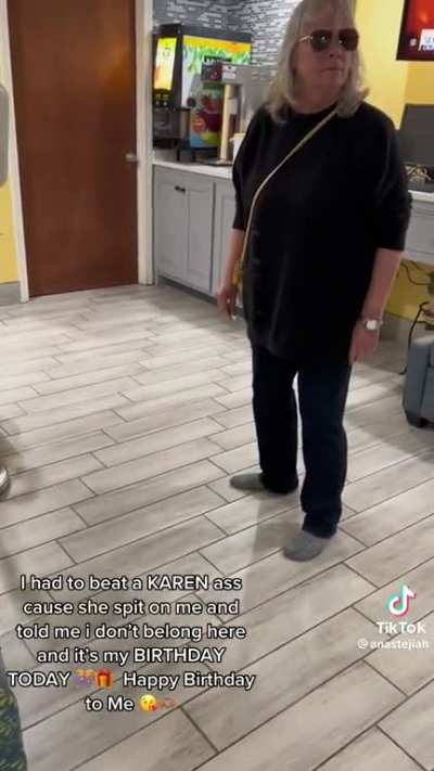 Racist Karen Spits on black woman &amp;amp; gets that a Destroyed!