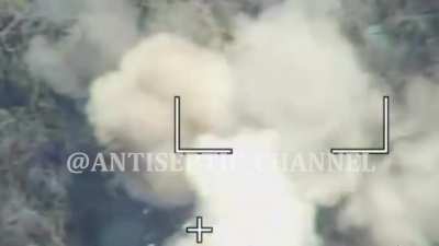 RU POV: March footage of the destruction of the Ukrainian 2S1 "Gvozdika with Lancet-3.