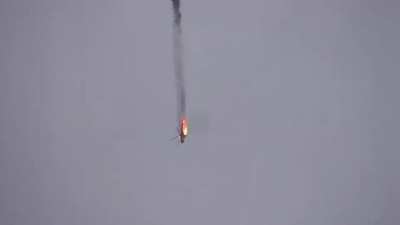 Syrian Helicopter engulf in flames &amp;amp; disintegrates after being hit by Turkish ground troops - February 2020