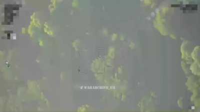 Lancet operators located a PzH 2000, but ended up hitting the treetop close to it due to difficulty maneuvering on final approach. May 2024.