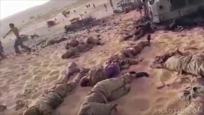 Recent Wagner ambush footage. Toureg fighter's kick one soldier that's still alive, the Russian gets up and appears to flee/fight and gets shot on the spot. Mali, 2024.