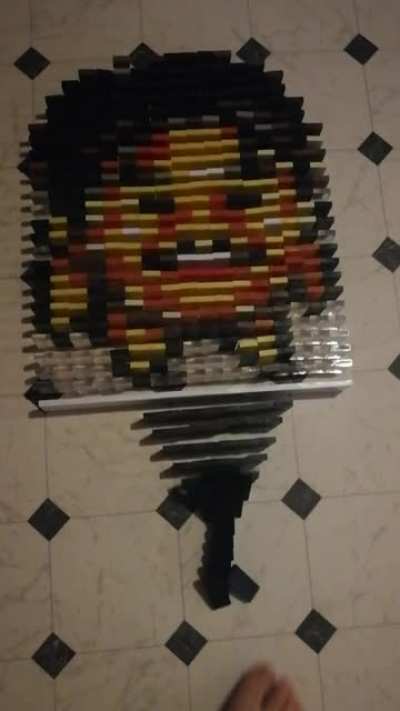 Created a replica of Haachama's Minecraft YAGOO face with dominoes IRL to celebrate her return
