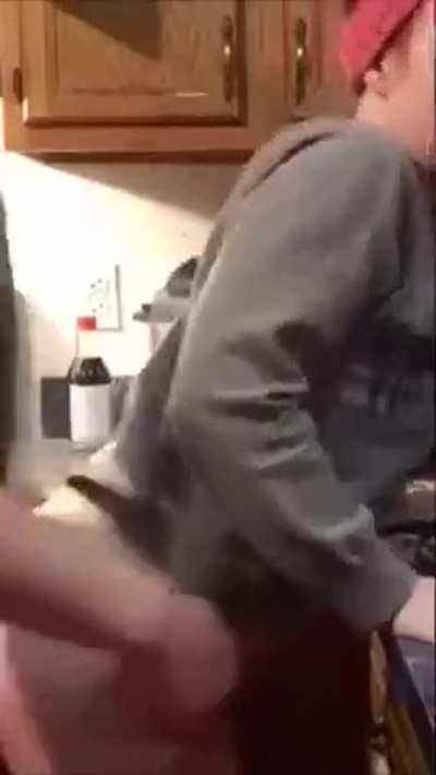 Surprising Mom in the kitchen when I come back home