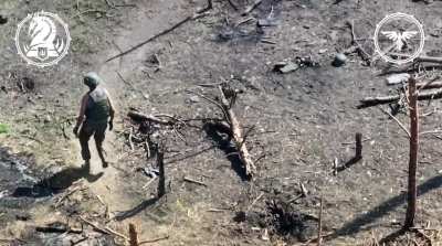 Ukraine's 47th Mechanized Brigade "Strike Drones Company" UAV team targeted Russian infantrymen using FPV strike drones in the Povrovsk direction, defeating what is described by the upload text as yet another unsupported enemy "meat wave" assault. Publish