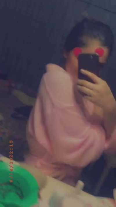 In her bath robe