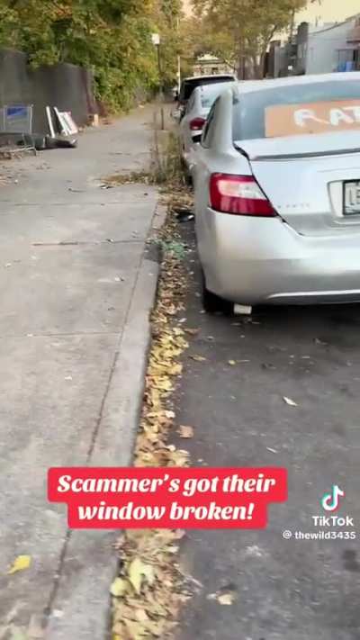 The car that&rsquo;s been committing fraud-someone bust out their windows🤣