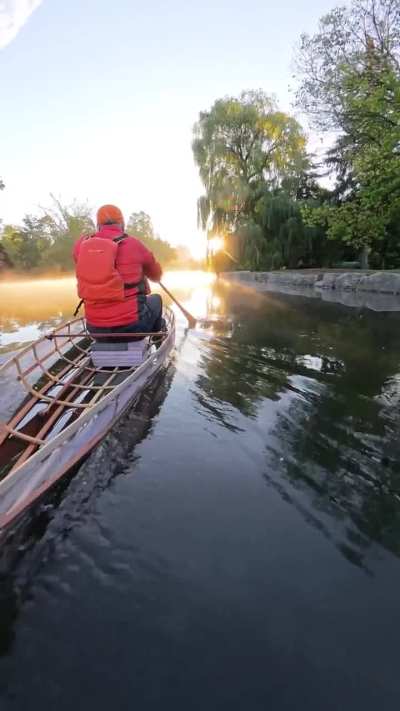 Frosty morning paddle in downtown Kitchener, Ontario.