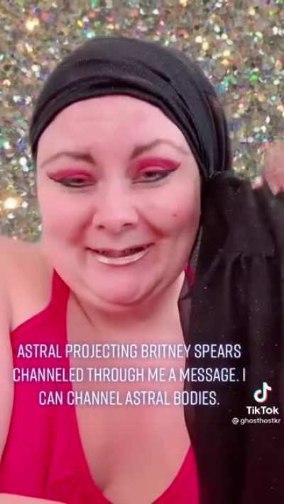Woman pretending to be Britney Spears in &ldquo;astral projection form.&rdquo; Her entire page is like this.
