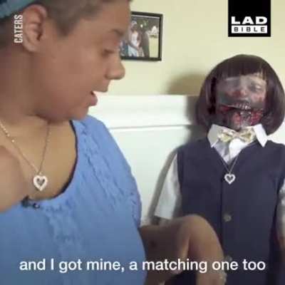 Woman in a relationship with a zombie doll