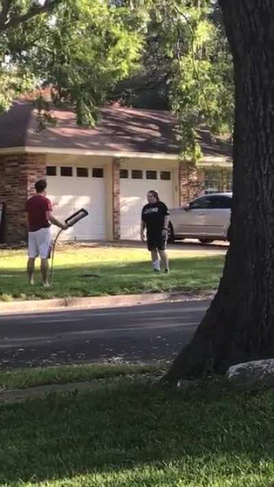 My neighbor has a Black Lives matter sign in her front yard. Some crazy lady parks in the middle of the street and starts screaming &ldquo;White Lives Matter&rdquo; for half an hour. Had to put the hose on her. Update: &ldquo;I will be on iCrime TV with Elizabeth Vargas th