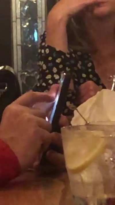 This guys phone screen at the bar