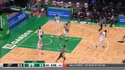 [Highlight] Derozan with a beautiful behind the back pass to Eubanks, who lays it in. The Spurs are up 32 in Boston in the first half