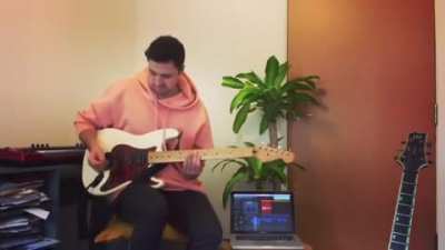 'Breeze' getting that classic 80s guitar tone for one of our tracks ✈️🌴