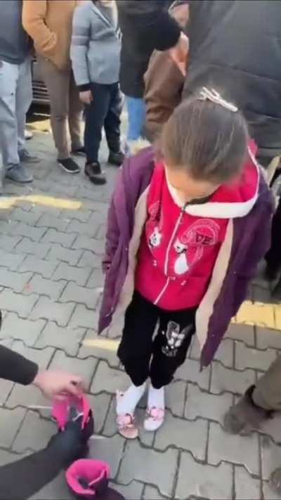 Earthquake victim Little girl was too shy to ask for shoes
