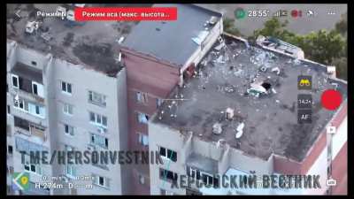 RU POV: In Kherson City, an Ukrainian soldier prepares a starlink. Minutes later, a FPV destroys it