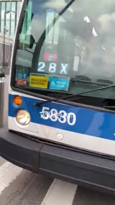 Urinating at the front of the bus..