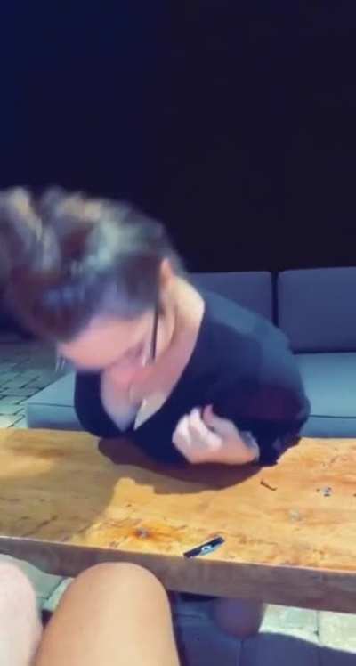 Crushing a soda can using nothing but only her self