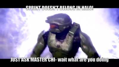 CHIEF WHAT ARE YOU DOING?? YOU'RE SUPPOSED TO BE HOLDING YOUR GUN UP WHEN RUNNING AT FULL SPEED, WHAT'S WRONG WITH YOU??
