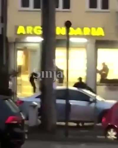 Gun battle between cops and robbers. 22 November 2023 in Kosovo. One injured police officer