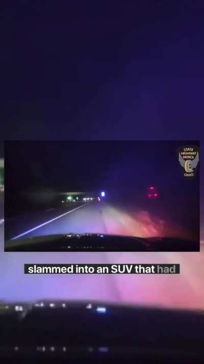 Officers dash cam shows pulled over car being ran into by a semi