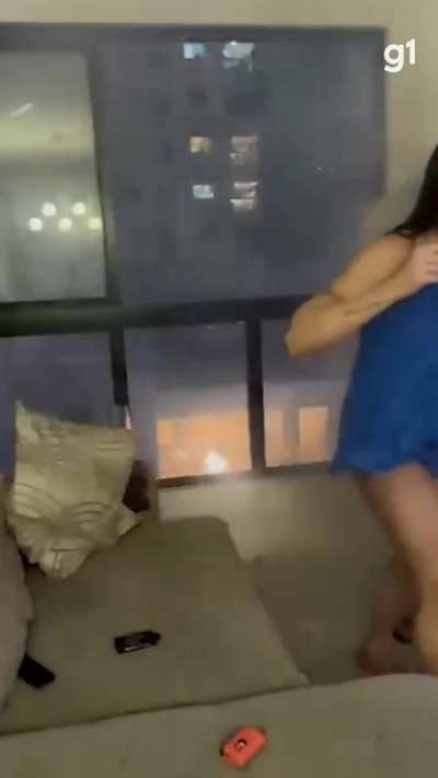 Watching fireworks from balcony