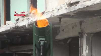 Opposition launching a barrage of "Hell Cannon" shots at Syrian Army positions - 4/20/2015