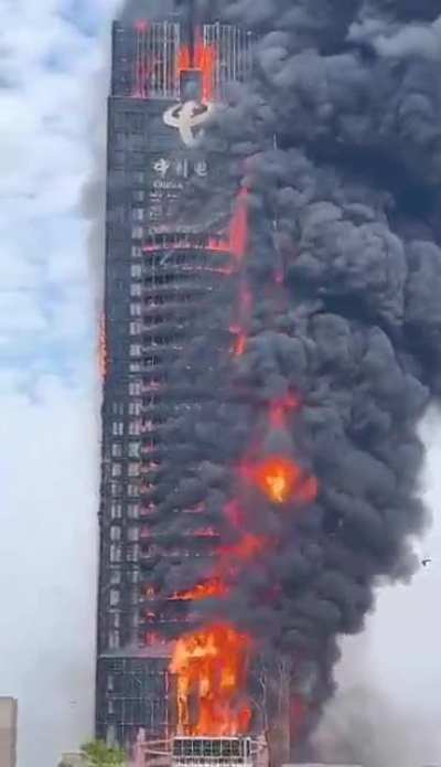 Changsha China Telecom Building Fire Today 长沙荷花园电信大厦火灾