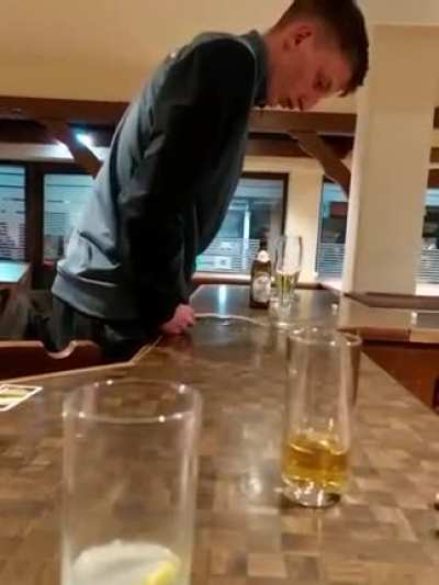 Drunk dude pissin&lsquo; over a bar