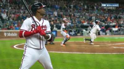 Great shot of Jorge Soler watching Dansby Swanson's home run.