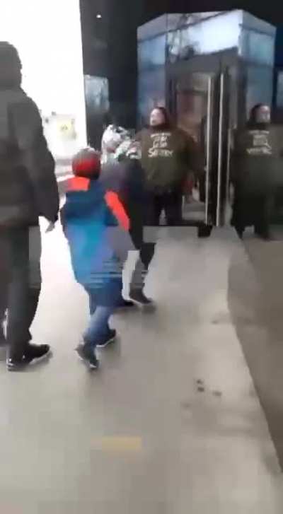 absolute unit chains himself to McDonalds door in Russia before its set to close due to the invasion, screams it &ldquo;is an act of hostility against me!&rdquo;