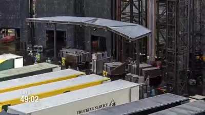 Preparing a stadium for Rammstein