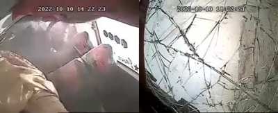 Bus crashes into biker and drives off road while trying to dodge